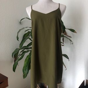 Olive green mino spaghetti strap dress